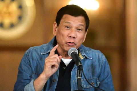 Philippine President Rodrigo Duterte announces the disbandment of police operations against illegal drugs at the Malacanang palace in Manila, Philippines early, January 30, 2017. PHOTO BY REUTERS/Ezra Acayan