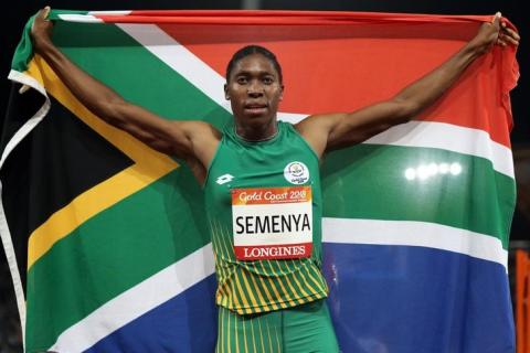 Caster Semenya of South Africa celebrates victory. REUTERS/Athit Perawongmetha