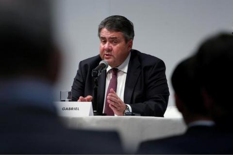 Sigmar Gabriel, Germany's Minister of Economic Affairs and Energy, speaks during a news conference at the 15th Asia-Pacific Conference of German Business in Hong Kong, China, November 4, 2016. PHOTO BY REUTERS/Bobby Yip
