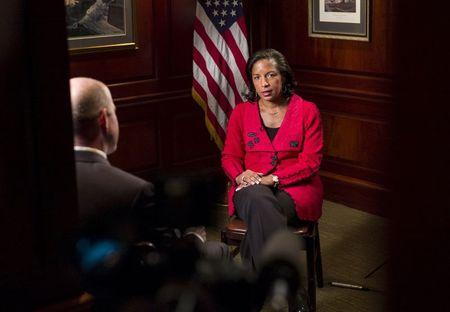 National Security Advisor Susan Rice speaks during an interview about the recent nuclear deal reached with Iran at the White House in Washington, July 15, 2015. PHOTO BY REUTERS/Joshua Roberts