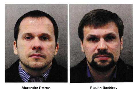 Alexander Petrov and Ruslan Boshirov, who were formally accused of attempting to murder former Russian intelligence officer Sergei Skripal and his daughter Yulia in Salisbury, are seen in an image handed out by the Metropolitan Police in London, Britain, September 5, 2018. PHOTO BY REUTERS/Metroplitan Police