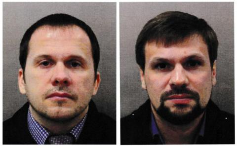 Alexander Petrov and Ruslan Boshirov, who were formally accused of attempting to murder former Russian intelligence officer Sergei Skripal and his daughter Yulia in Salisbury, are seen in an image handed out by the Metropolitan Police in London, Britain, September 5, 2018. PHOTO BY REUTERS/Metroplitan Police