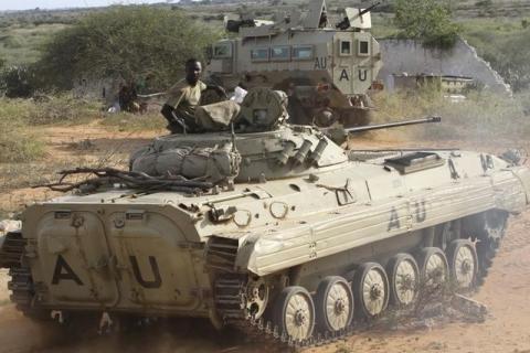 Ugandan soldiers serving in the African Union Mission in Somalia (AMISOM) patrol along the roads near their base in lower Shabelle region, outside Somalia's capital Mogadishu. PHOTO BY REUTERS/Feisal Omar