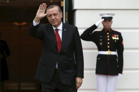 Turkish President Recep Tayyip Erdogan arrives for a working dinner with heads of delegations for the Nuclear Security Summit at the White House in Washington, March 31, 2016. PHOTO BY REUTERS/Jonathan Ernst