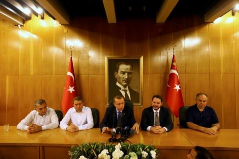 Turkish President Tayyip Erdogan addresses during an attempted coup in Istanbul, Turkey, July16, 2016. PHOTO BY REUTERS/Huseyin Aldemir