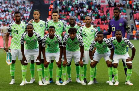 Nigeria team group before the match. PHOTO BY REUTERS/John Sibley