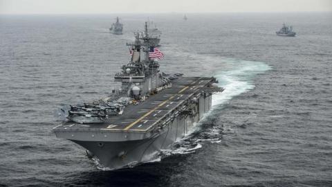 The amphibious assault ship USS Boxer transits the East Sea during Exercise Ssang Yong 2016 March 8, 2016. PHOTO BY REUTERS/Mass Communication Specialist Seaman Craig Z. Rodarte