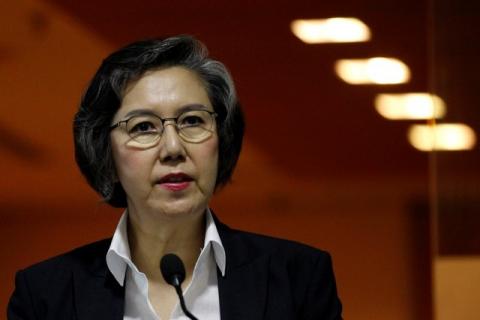 U.N. Rapporteur on Human Rights in Myanmar, Yanghee Lee, speaks during a news conference in Yangon, Myanmar, July 1, 2016. PHOTO BY REUTERS/Soe Zeya Tun