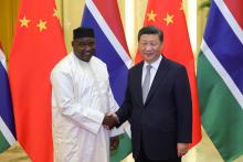 Chinese President Xi Jinping shakes hands with Gambian President Adama Barrow before a meeting at the Great Hall of the People in Beijing, China, September 6, 2018. PHOTO BY REUTERS/Lintao Zhang