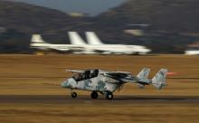 An AHRLAC (Advanced High Performance Reconnaissance Light Aircraft) takes off during its first public flight at the Wonderboom airport in Pretoria, August 13, 2014. PHOTO BY REUTERS/Siphiwe Sibeko