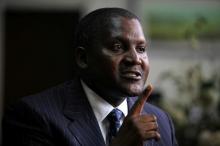 Founder and Chief Executive of the Dangote Group Aliko Dangote gestures during an interview with Reuters in his office in Lagos, Nigeria, June 13, 2012. PHOTO BY REUTERS/Akintunde Akinleye