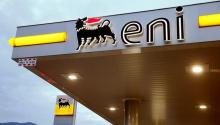 The logo of Italian energy company Eni is seen at an Agip gas station in Lugano, Switzerland June 3, 2016. PHOTO BY REUTERS/Arnd Wiegmann