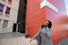 Jetilde Carlos, a 22-year old final year finance student, stands outside the Varsity College, owned by Johannesburg-listed ADvTECH Group, in Rondebosch, Cape Town, South Africa, September 22, 2017. PHOTO BY REUTERS/Mike Hutchings