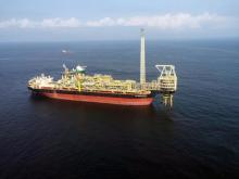 The oil ship Prof John Evans Atta Mills is seen moored off the coast of the port of Takoradi, Ghana, July 14, 2016. PHOTO BY REUTERS/Matthew Mpoke Bigg