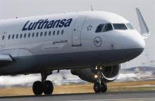 A Lufthansa Airbus A 320 takes off on runway "Startbahn West" at Frankfurt airport