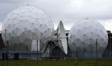 A satellite dish is seen in the former monitoring base of the National Security Agency (NSA) in Bad Aibling, south of Munich