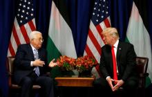 U.S. President Donald Trump meets with Palestinian President Mahmoud Abbas during the U.N. General Assembly in New York, U.S., September 20, 2017. PHOTO BY REUTERS/Kevin Lamarque