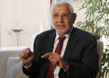 Former presidential candidate Abdel Moneim Abol Fotouh speaks during an interview with Reuters in Cairo, February 11, 2014. PHOTO BY REUTERS/Asmaa Waguih