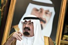 Saudi King Abdullah bin Abdul Aziz al-Saud sits before a meeting with U.S. Secretary of State John Kerry at the Royal Palace in Jeddah September 11, 2014 in this file photo. PHOTO BY REUTERS/Brendan Smialowski