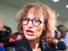 Agnes Callamard, a United Nations Special Rapporteur on Extrajudicial, Summary or Arbitrary Executions, answer questions during a interview by the local media after her speech at a "Drug issues, Different Perspectives" policy forum at a compound of University of the Philippines in Quezon city, metro Manila, Philippines, May 5, 2017. PHOTO BY REUTERS/Romeo Ranoco