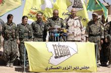 Ahmed Abu Kholeh, head of the Deir al-Zor military council which fights under the Syrian Democratic Forces (SDF), speaks during a press conference in the village of Abu Fas, Hasaka province, Syria, September 9, 2017. PHOTO BY REUTERS/Rodi Said