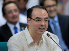 Philippines' Foreign Minister Alan Peter Cayetano delivers a statement during a confirmation hearing of the Commission on Appointments at the Senate headquarters in Pasay city, metro Manila, Philippines, May 17, 2017. PHOTO BY REUTERS/Romeo Ranoco