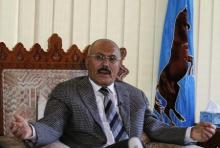 Yemen's former President Ali Abdullah Saleh talks during an interview with Reuters in Sanaa, May 21, 2014. PHOTO BY REUTERS/Khaled Abdullah