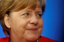 German Chancellor and head of the Christian Democratic Union (CDU) Angela Merkel attends a meeting of their conservative bloc to discuss their election programme in Berlin, Germany, July 3, 2017. PHOTO BY REUTERS/Axel Schmidt