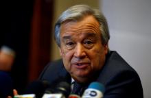U.N. Secretary-General Antonio Guterres addresses a news conference on the sides of the 28th Ordinary Session of the Assembly of the Heads of State and the Government of the African Union in Ethiopia's capital Addis Ababa, January 30, 2017. PHOTO BY REUTERS/Tiksa Negeri