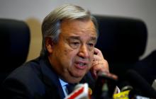 U.N. Secretary-General Antonio Guterres addresses a news conference on the sides of the 28th Ordinary Session of the Assembly of the Heads of State and the Government of the African Union in Ethiopia's capital Addis Ababa, January 30, 2017. PHOTO BY REUTERS/Tiksa Negeri