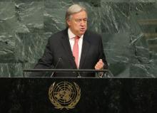 United Nations Secretary General Antonio Guterres addresses the 72nd United Nations General Assembly at U.N. headquarters in New York, U.S., September 19, 2017. PHOTO BY REUTERS/Lucas Jackson