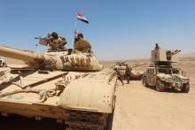 Iraqi soldiers gather to go battle against Islamic State militants south of Mosul , Iraq, June 15, 2016. PHOTO BY REUTERS/Stringer