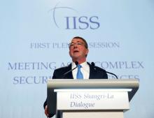 U.S. Secretary of Defense Ash Carter speaks at the IISS Shangri-La Dialogue in Singapore, June 4, 2016. PHOTO BY REUTERS/Edgar Su