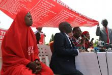 Bring Back Our Girls (BBOG) campaigners speak during a news conference on the abducted Dapchi and Chibok girls in Abuja, Nigeria, March 13, 2018. PHOTO BY REUTERS/Afolabi Sotunde