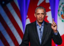Former U.S. President Barack Obama speaks during the North American Climate Summit in Chicago, Illinois, U.S., December 5, 2017. PHOTO BY REUTERS/Kamil Krzaczynski
