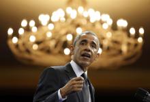 U.S. President Barack Obama speaks at the Summit of the Washington Fellowship for Young African Leaders at the Omni Shoreham Hotel in Washington