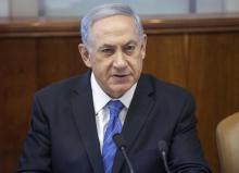 Israel's Prime Minister Benjamin Netanyahu attends the weekly cabinet meeting in Jerusalem