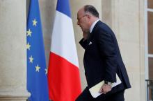 French Interior Minister Bernard Cazeneuve arrives for a crisis meeting at the Elysee Palace in Paris, France, June 14, 2016, the day after a French police chief was fatally stabbed in front of his home in a Paris suburb late on Monday and a woman was found dead inside. PHOTO BY REUTERS/Philippe Wojazer