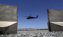 A Black Hawk helicopter takes off from Forward Operating Base Apache in Afghanistan's Zabul Province
