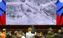 Journalists attend a briefing at the headquarters of Russia's defence ministry in Moscow, Russia, December 25, 2015. PHOTO BY REUTERS/Maxim Zmeyev