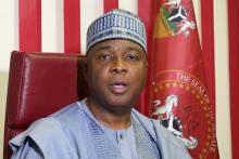Nigeria's Senate President Bukola Saraki speaks during an interview with Reuters in Abuja, Nigeria, May 8, 2018. PHOTO BY REUTERS/Paul Carsten
