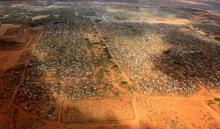 An aerial view shows makeshift shelters at the Dagahaley camp in Dadaab, near the Kenya-Somalia border in Garissa County, Kenya, April 3, 2011. PHOTO BY REUTERS/Thomas Mukoya