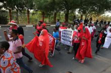 Members of the #BringBackOurGirls campaign rally in Nigeria's capital Abuja to mark 1,000 days since over 200 schoolgirls were kidnapped from their secondary school in Chibok by Islamist sect Boko Haram, Nigeria, January 8, 2017. PHOTO BY REUTERS/Afolabi Sotunde