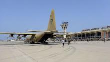 A Saudi military cargo plane is seen at the international airport of Yemen's southern port city of Aden, July 22, 2015. PHOTO BY REUTERS/Stringer