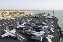 The US Navy aircraft carrier USS Harry S. Truman transits the Suez Canal, Egypt towards the Mediterranean Sea, June 2, 2016. U.S. PHOTO BY REUTERS/Mass Communication Specialist 3rd Class Anthony Flynn