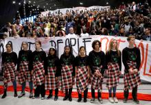Children attend a Global Campaign to Demand Climate Justice demonstration before the final session of the COP24 U.N. Climate Change Conference 2018 in Katowice, Poland, December 14, 2018. PHOTO BY REUTERS/Kacper Pempel
