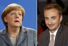 A combination of pictures shows German Chancellor Angela Merkel and Jan Boehmermann (R) who read out a sexually crude poem about Turkish President Tayyip Erdogan on German television, at the Chancellery in Berlin, Germany. PHOTO BY REUTERS/Morris Mac Matzen