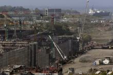 A view of the construction site of the Panama Canal Expansion project on the outskirts of Colon City