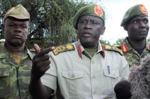 General Dau Aturjong, a senior military officer in the armed opposition faction of the Sudan People’s Liberation Movement (SPLM-IO) under the leadership of the first vice-president, Riek Machar, addresses a news conference after he defected to SPLA loyal to President Salva Kiir in South Sudan capital Juba, July 10, 2016. PHOTO BY REUTERS/Stringer