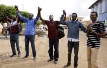 South Sudanese political detainees and prisoners of war pose for a photograph after walking out of prison in Juba, South Sudan, October 25, 2018. PHOTO BY REUTERS/Jok Solomun